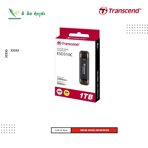 USB FlashTranscend SSD | ( 1TB )  Portable SSD ESD310C, USB 10Gbps, Type C/A ( TS1TESD310C )