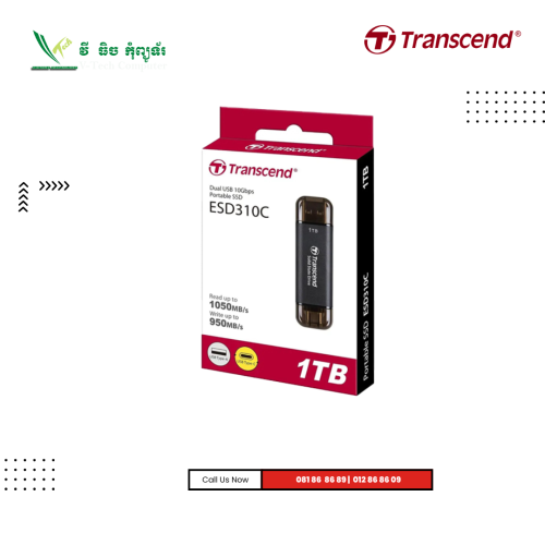 USB  Flash Transcend  | 1TB  ( ESD310C ) Black  Portable SSD ESD310S, USB 10Gbps, Type C/A