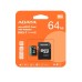 Micro SD ADATA | AUSDX64GUI3V30SA2-RA1(V30) ( 64GB )