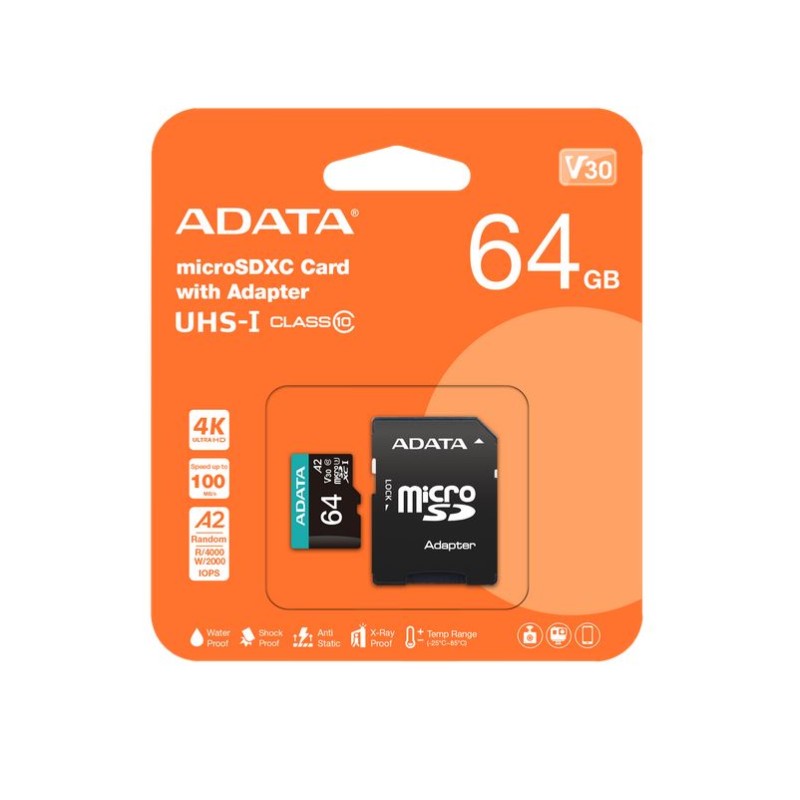 Micro SD ADATA | AUSDX64GUI3V30SA2-RA1(V30) ( 64GB )