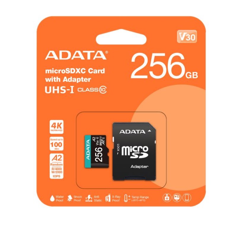 Micro SD ADATA | AUSDX256GUI3V30SA2-RA1 (V30) ( 256GB )