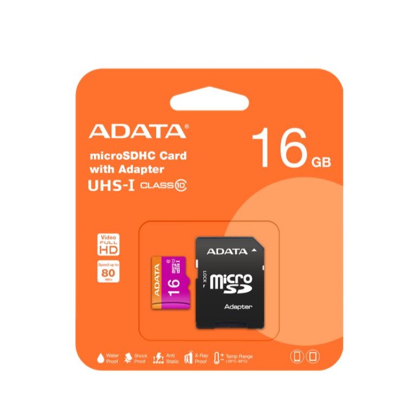Micro SD ADATA  |  UHS-I CLASS10- -80M ( 16 GB )