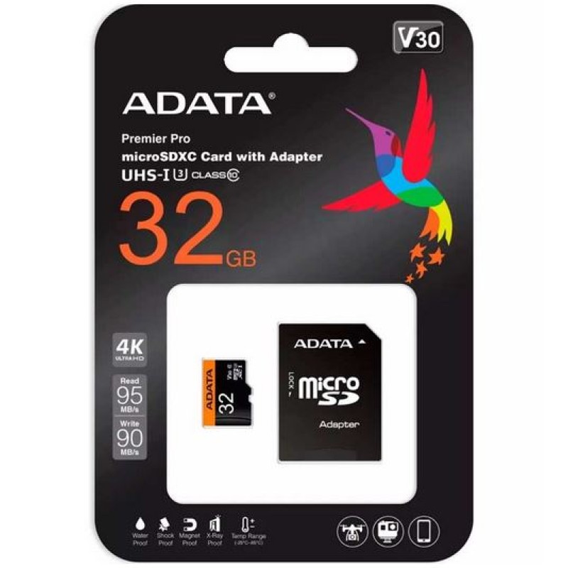 Micro SD ADATA | AUSDH32GUI3V30G-RA1 (V30) ( 32GB )