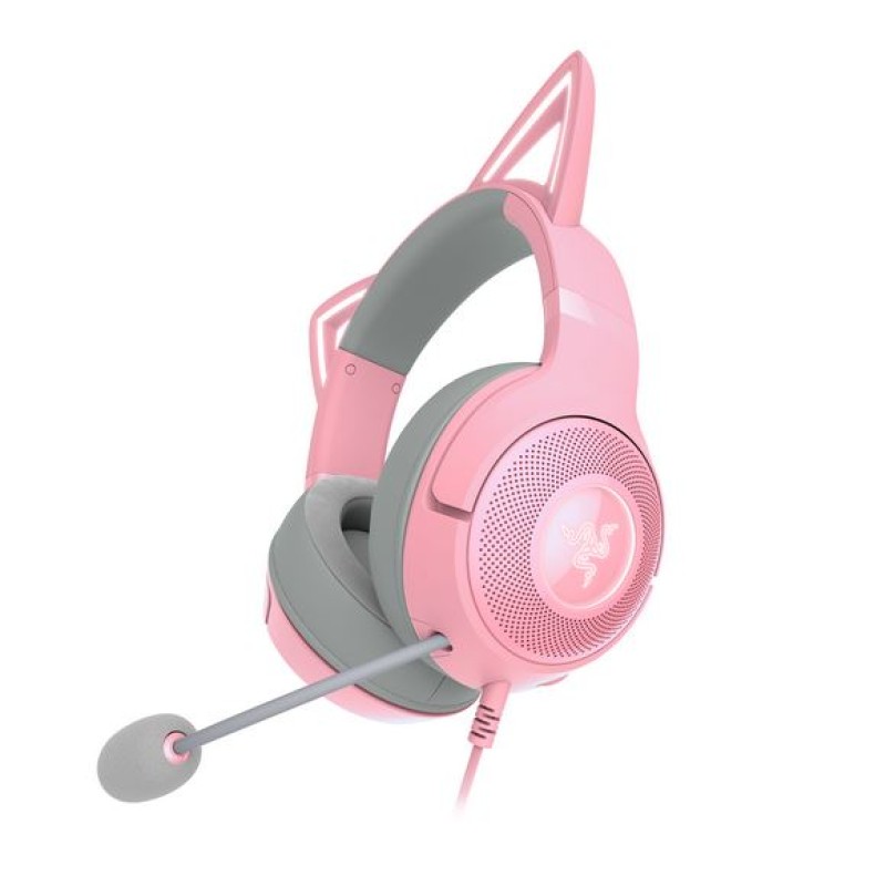 Headset Razer | Kraken Kitty V2 - USB Headset with RGB Kitty Ears - Quartz Edition - FRML Packaging