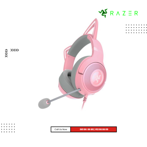 Headset Razer | Kraken Kitty V2 - USB Headset with RGB Kitty Ears - Quartz Edition - FRML Packaging