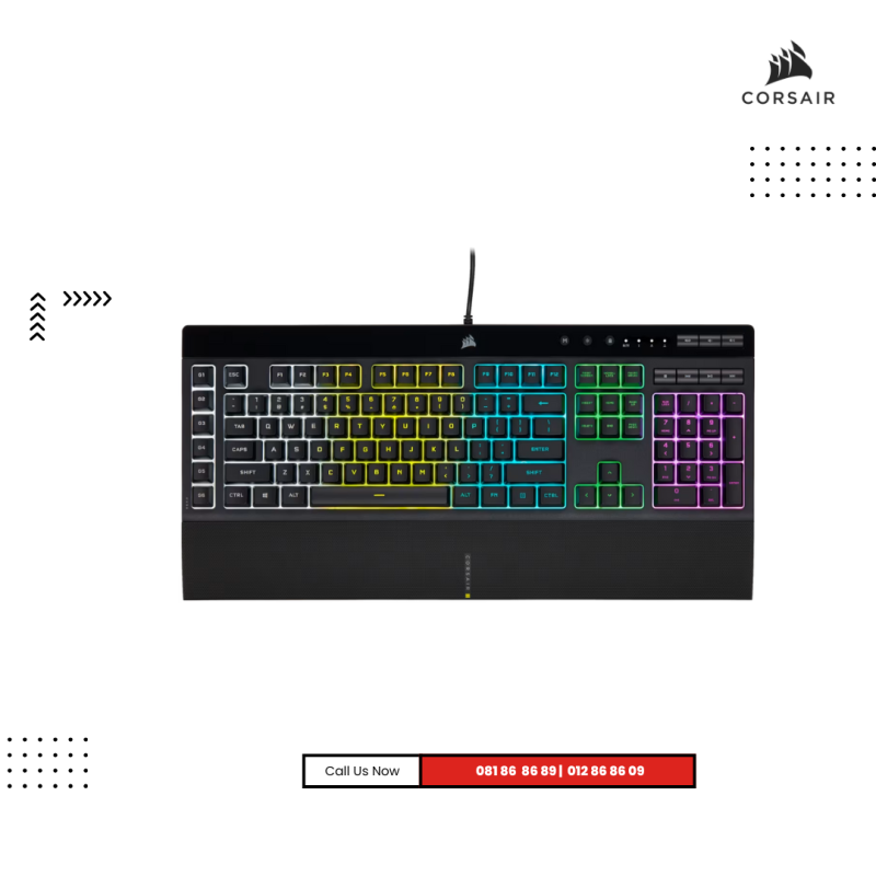 Keyborad Corsair |  K55 RGB PRO Gaming Keyboard, Backlit Zoned RGB LED, Rubberdome)