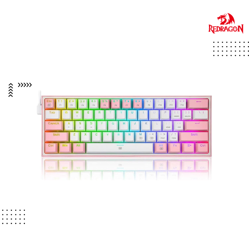 Keyboard Redragon |​ K617-R PW/Fizz Pro Pink/White, Wired Blue Switch Gaming