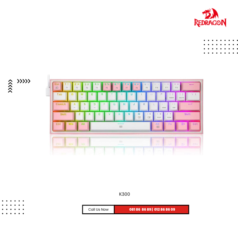 Keyboard Redragon |​ K617-R WP/Fizz Pro White/Pink, Wired Gaming