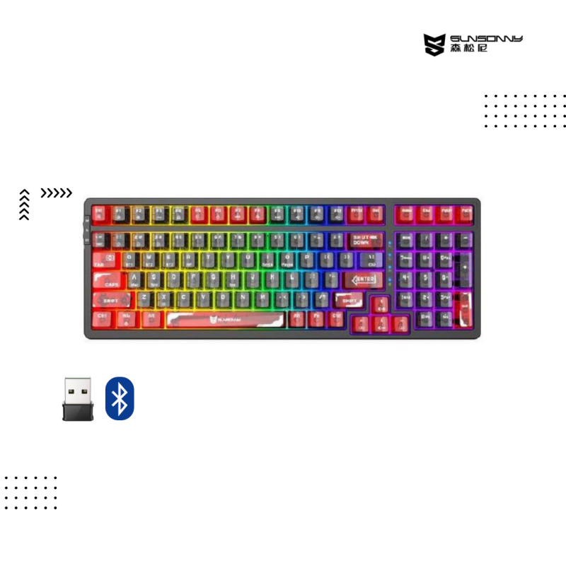 Keyboard SUNSONNY | N-J90 GAMING ( Wireless + Bluetooth )​​ (Crystal Black ) Switch : Mahjong Sound