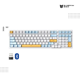 Keyboard SUNSONNY | N-J90  GAMING ( Wireless + Bluetooth )​​​​(Sea Salt A Ice Blue Light​)​ Switch : Gold brown