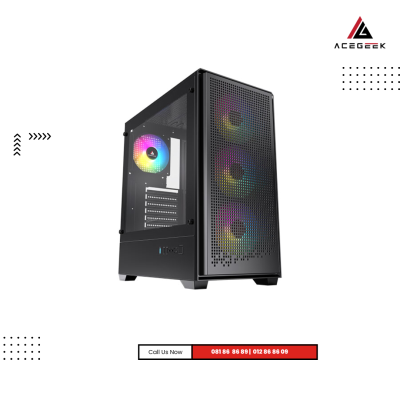 Case Acegeek | QUBE Included Fan ARGB Sync 4pcs