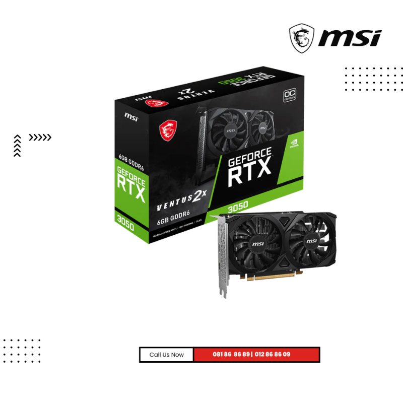 GPU MSI | NVIDIA GeForce®  RTX 3050 VENTUS 2X E ( 6GB ) OC