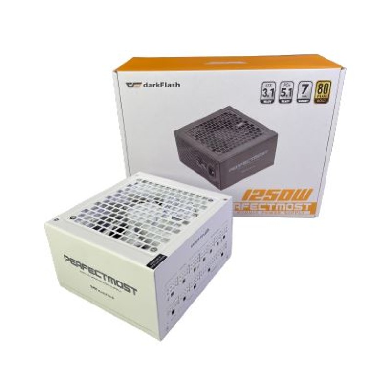 Power Supply | Darkflash PMT1250 White  / 80 Plus Gold / Full Modular (1250W )