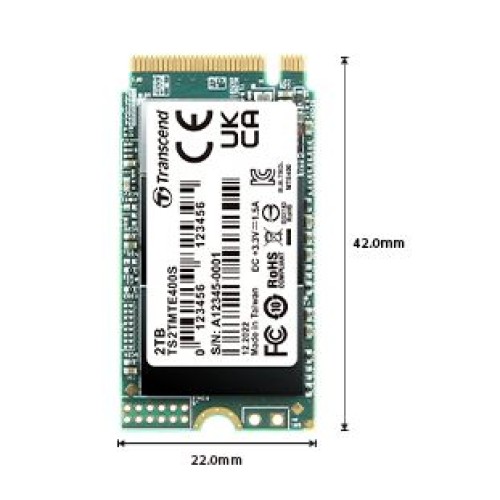 SSD Transcend | MTE400S- 2 TB ( Gen 3 x4 ) M.2 PCIE NVME -2242 Short (for Lenovo Thinkpad E & Yoga Series)