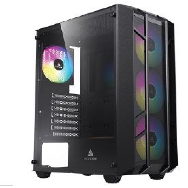 Case Acegeek | Stellar ( Included Fan Rainbow 12cm x 4pc / ATX Case ) -Black