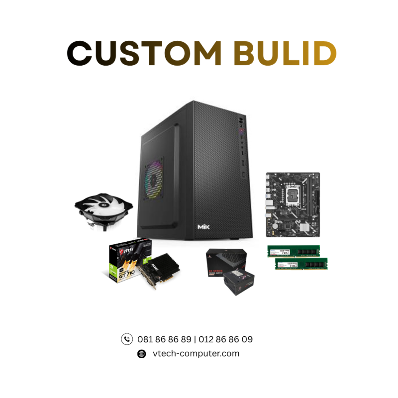 Desktop Custom | PC Build ( Intel Core i5-12400F / 16GB/ 512 GB PCIE / GT 710-2GB/ DOS )