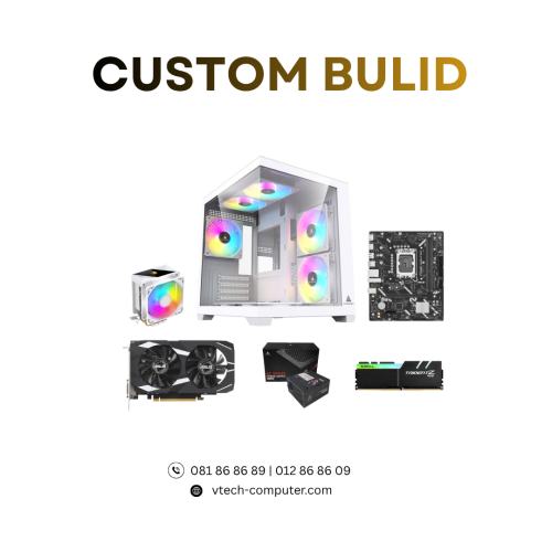 Desktop Custom | PC Build ( Intel Core i5-12400F / 16GB/ 512 GB PCIE / RTX3050-6GB/ DOS ) White