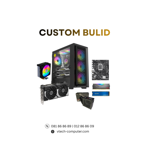 Desktop Custom | PC Build ( Intel i5-14400F / 16GB/ 512 GB PCIE+ 1TB HDD / RTX5060-8GB OC/ DOS )