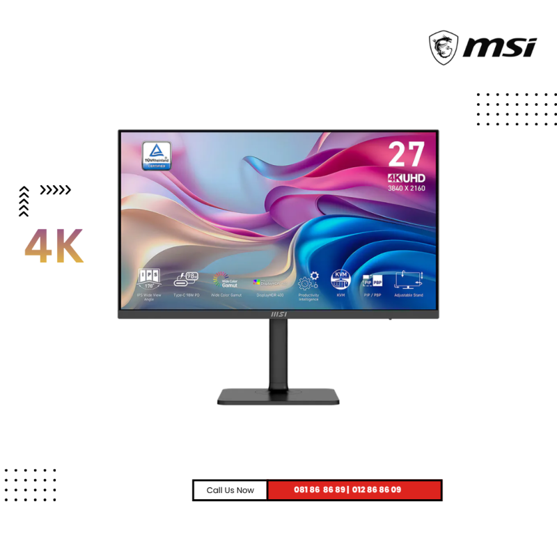 Monitor MSI | MODERN MD272UPHG ( 4K ) IPS Refresh rate : 60Hz ( Speaker  )