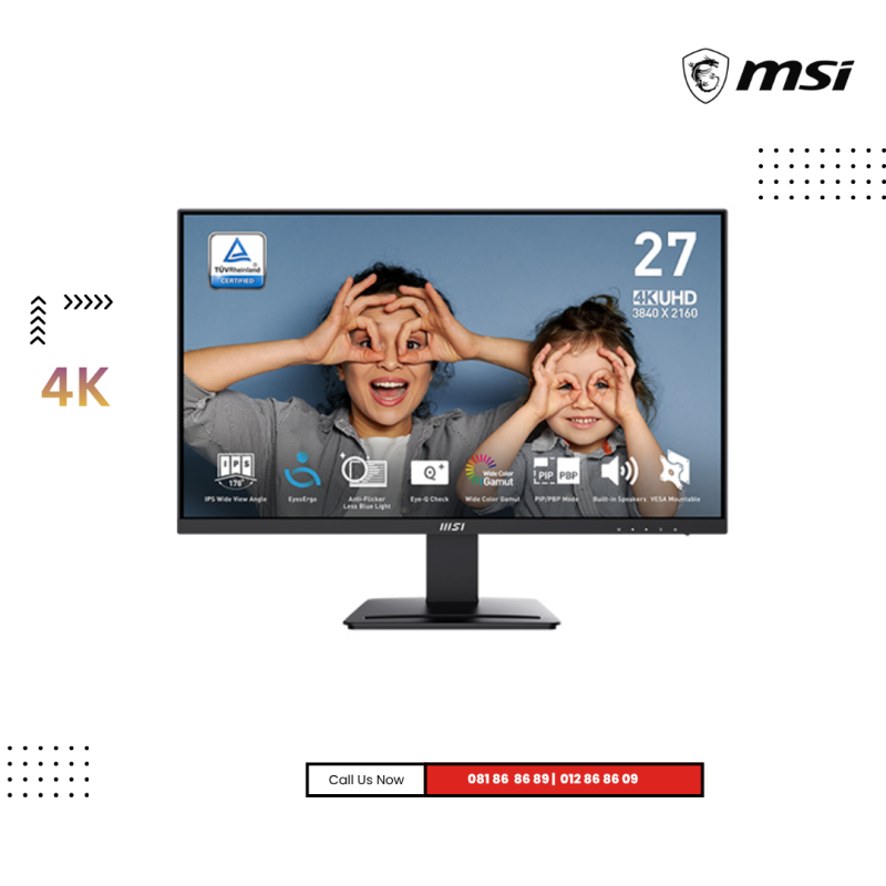 Monitor MSI | PRO MP273U ( UHD ) 4K -IPS  Refresh Rate : 60Hz ( Speaker )