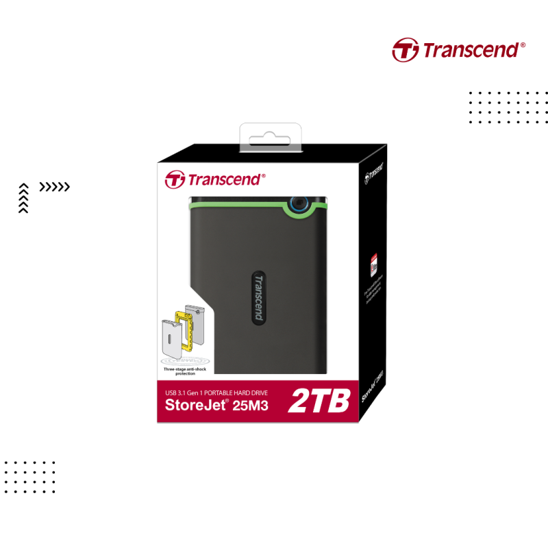 External Transcend HDD | (​​ 2 TB )  StoreJet SlimM3 TS2TSJ25M3S Transcend USB3.1 Anti-shockprotection Iron-Gray
