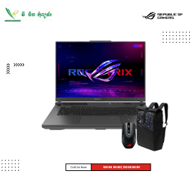 ASUS  ROG Strix G16 |  G614PR-RV083W-ECLIPSE GRAY-(  AMD RYZEN 9-8940HX / 16GB /1TB PCIE SSD/RTX5070Ti-12GB /16"FHD+  (IPS )- 165HZ /Win 11 )