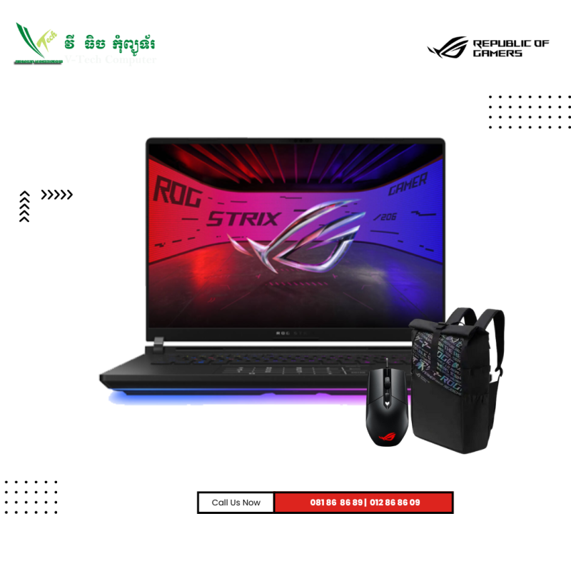 ASUS ROG SCAR 16 |  G635LX-RW166W 1A-OFF-BLACK ( Intel Core Ultra 9 -275HX / 64GB / 2TB PCIE M.2 SSD / RTX5090-24GB /16"QHD(2.5K) IPS -240HZ/Win 11 )
