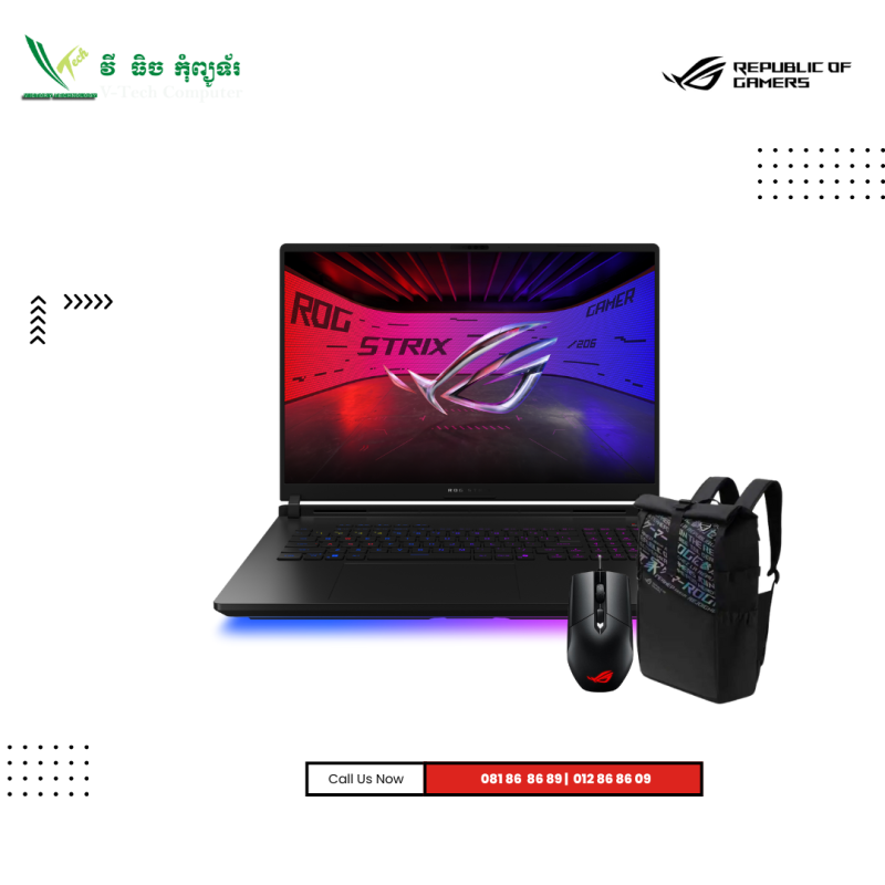 ASUS ROG SCAR 18 | G835LW-SA155W  1A-OFF-BLACK ( Intel ore Ultra 9 275HX / 32GB / 1TB PCIE M.2 SSD / RTX5080-16GB /18"QHD(2.5K) IPS -240HZ/Win 11 )