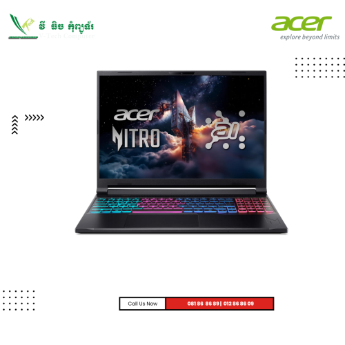 ACER Nitro V 16S |  71EQ-Obsidian Black ( Intel Core 7-240H  / 16GB /  512 GB PCIE SSD /16"WQHD -IPS(180H Z) /RTX5060-8GB /DOS )