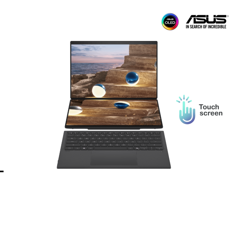ASUS ZENBOOK DUO |  UX8407AA-SN152W 3I-MOHER GRAY ( Intel® Core™ Ultra  9 -386H / 32GB / 1TB PCIE / 14" OLED ( 144Hz) -3K /Win11 ) TuochScreen
