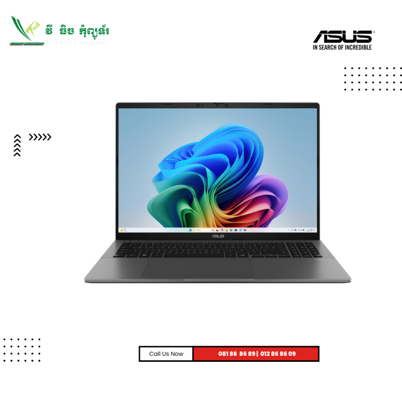 ASUS  VIVOBOOK  S16 | S3607QA-PL017W  2G-MATTE GRAY ( Snapdragon X X126 100/ 16GB / 1 TB PCIE SSD /16" WQXGA- 2.5 K-144Hz /Win11)