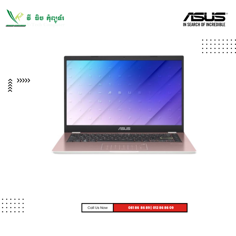 ASUS VIVOBOOK GO 14 | E410KAB-EK932W  1P-ROSE PINK  ( Intel Celeron N4500 / 8GB / 512 GB PCIE / 14" FHD /Win11 )
