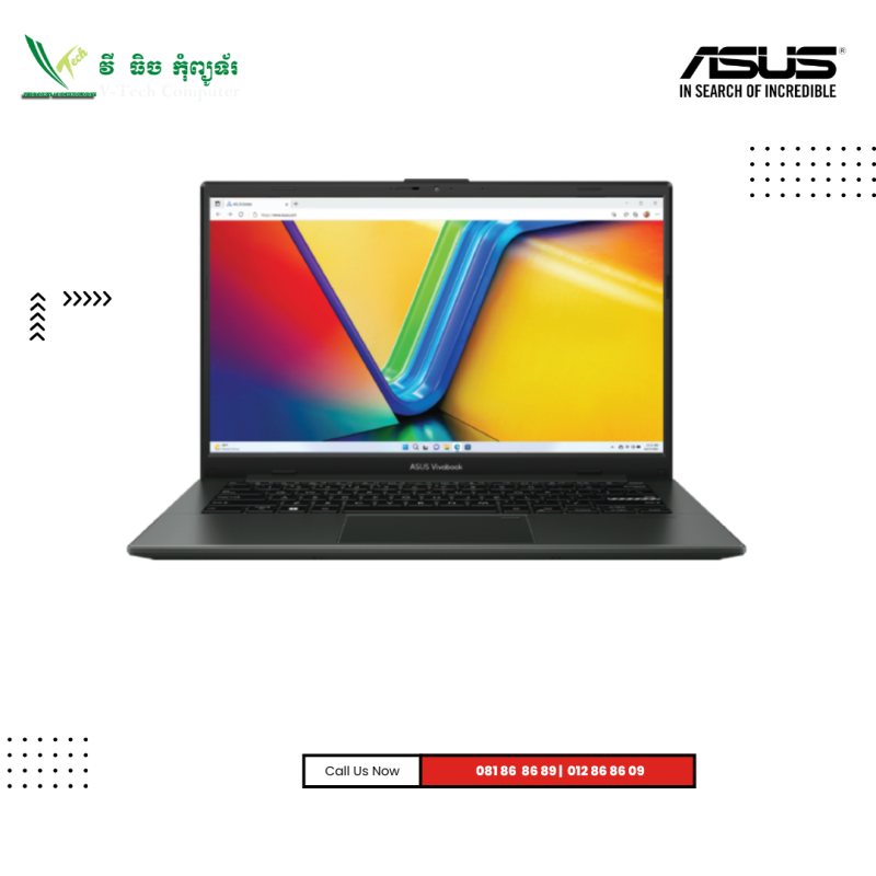 ASUS VIVBOOK GO 14 | E1404GA-NK221W -BLACK ( Intel Core  I3-N305/ 8GB / 512 GB PCIE SSD / 14"FHD /Win11 )