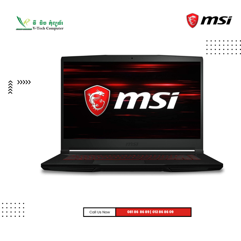 MSI GF63 |​ Thin 11SC-1231KH -BLACK  (  Intel  Core I5-11400H /16GB / 512GB PCIE SSD+ 1TB HDD  /GTX1650-4GB/15.6"FHD-144HZ / Win11 ) Second Hand