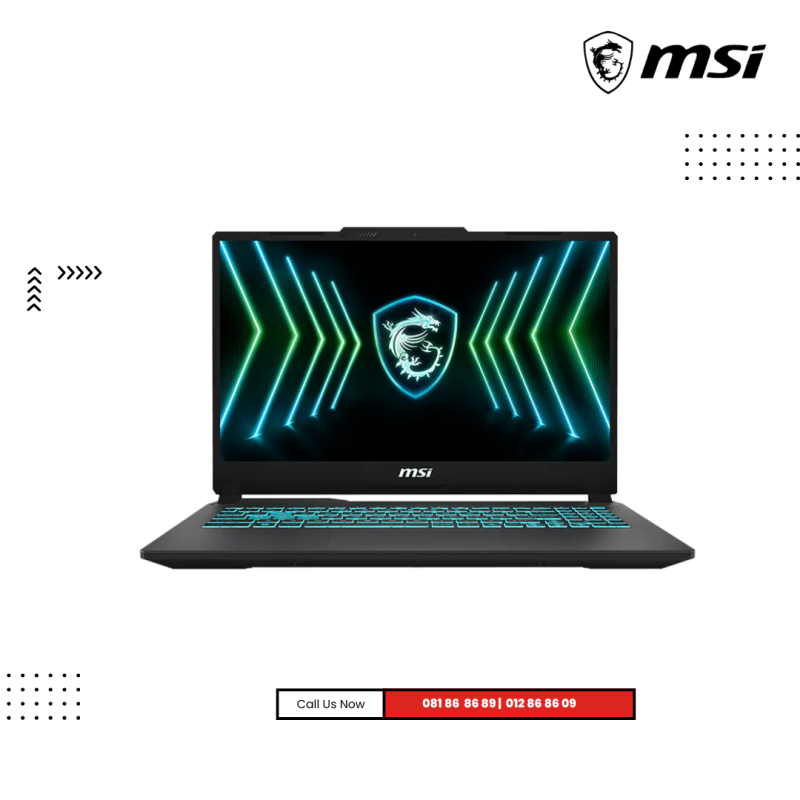 MSI Cyborg 15 |  Black Edition A13UC-2440KH -Black  Raptor Lake ( Intel i7-13620H/16GB / 512 GB PCIE /15.6"FHD(144Hz) IPS  /RTX3050-4GB /Win 11)