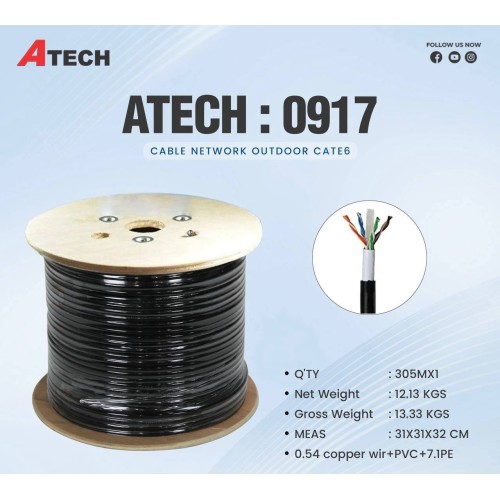Cable CAT6  Ethernet ATech - Box/305M ( 0917 ) ( Outdoor )