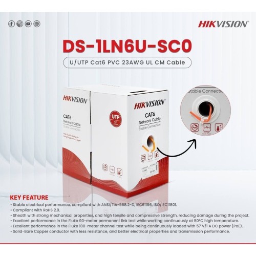 Cable CAT6 Ethernet  HIK VISION - BOX/305M ( DS-1LN6U-SCO )