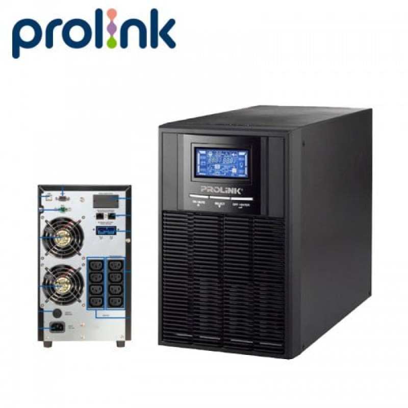 UPS Prolink  | 2KVA​ -PRO802-ES, LCD, 8xIEC, USB, RS232 port, PF0.9  - (battery 7AHx6)​