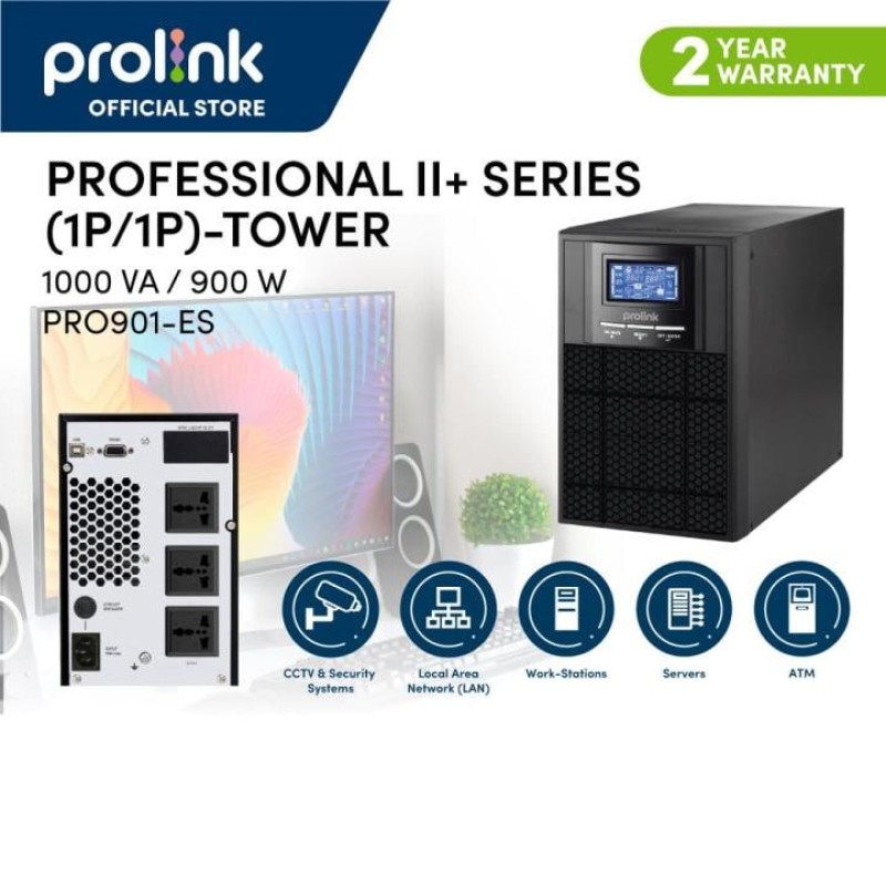 UPS Prolink | 1KVA - PRO901-ES, LCD, 3U, USB, RS232 port, PF0.9